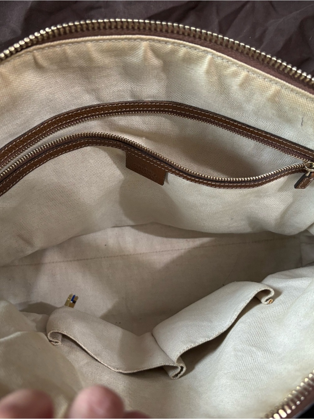 Authentic Gucci Beige GG Canvas and Brown Leather Tote - Picture 4 of 7